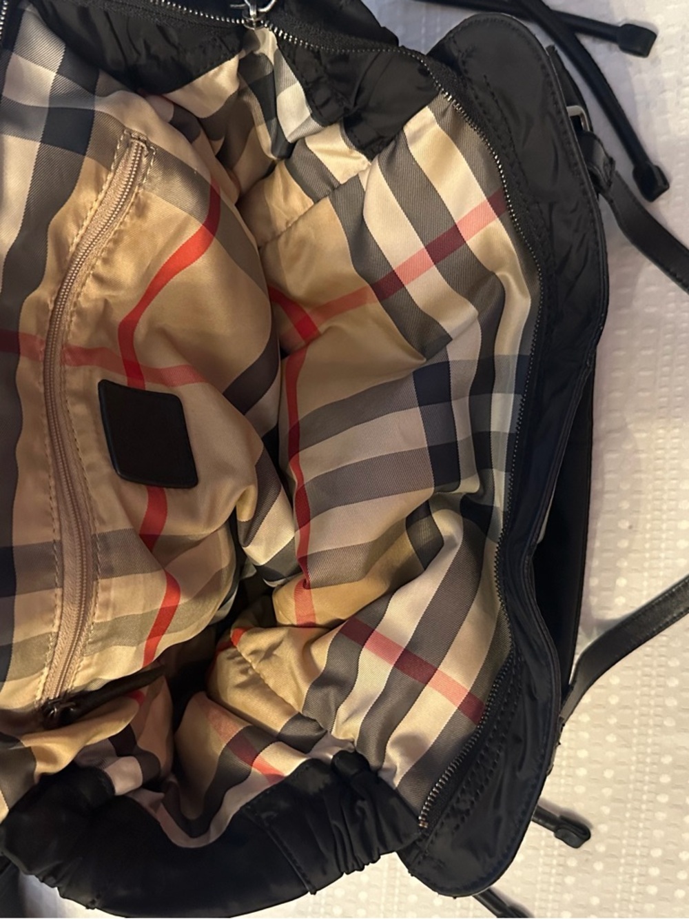 Burberry Black Tote with Tan Nova Check Lining